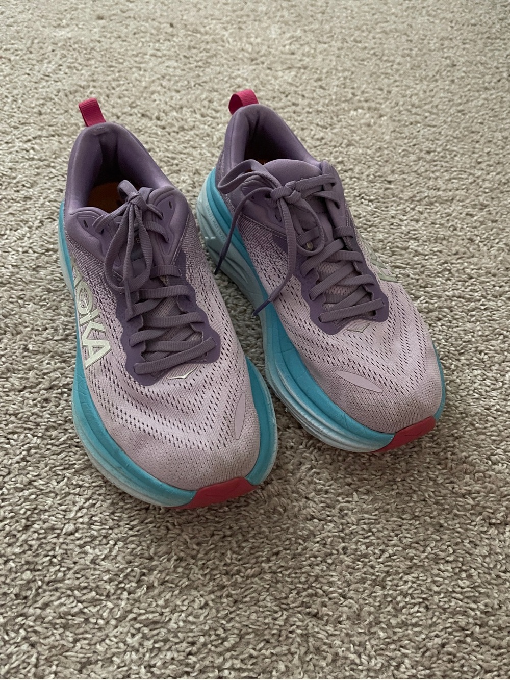 Hoka Bondi 8 Chalk Violet/Pastel Lilac Women's Running Shoes Size 8.5 - Picture 3 of 12